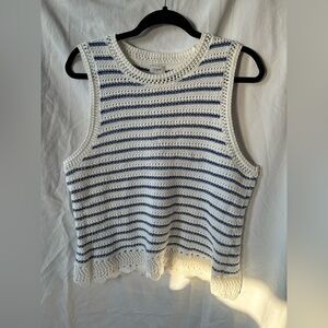 J.Crew Striped Sleeveless Cotton crochet top M